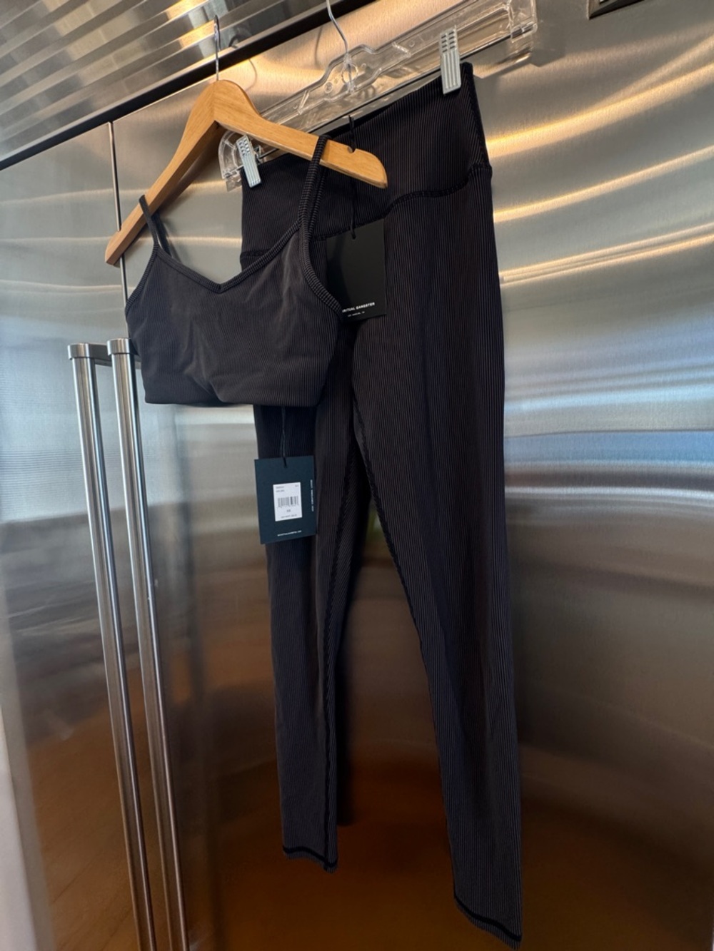 NWT Spiritual Gangster Matching SET - Auralight Legging + Aria Bra -Ribbed Black - Picture 6 of 16